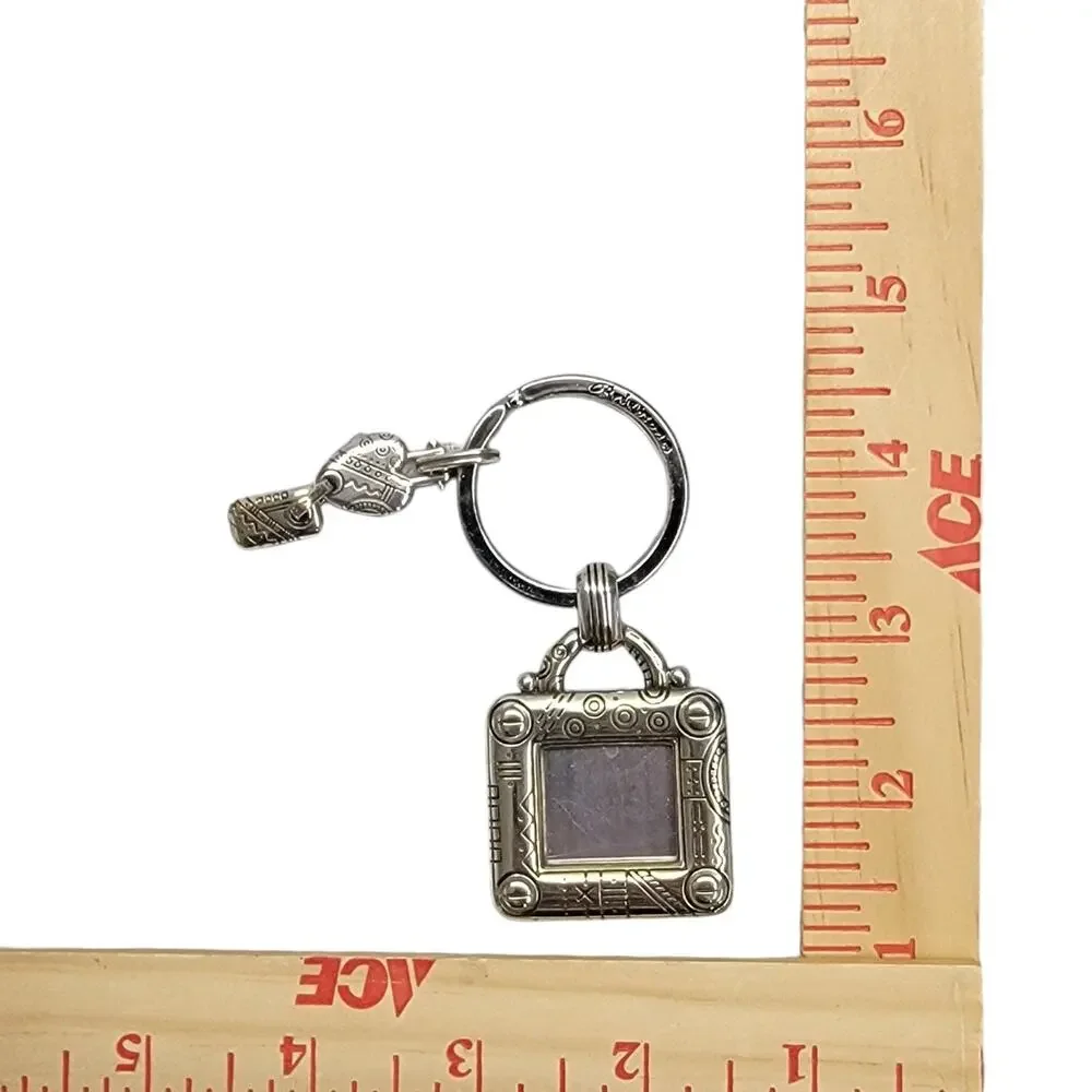 Brighton Silver Tone Square Picture Frame Photo Keychain Key Ring Heart Charm